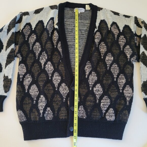 Vintage 80s 90s Knit Cosby Style Cardigan Sweater Preppy Size Large Santana Ltd - Picture 7 of 7